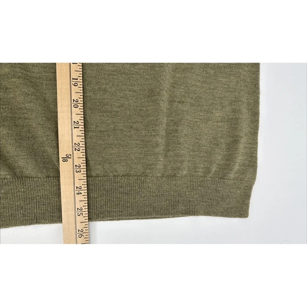 Banana Republic Sweater Men M Italian Merino Wool V Neck Olive Green Lightweight